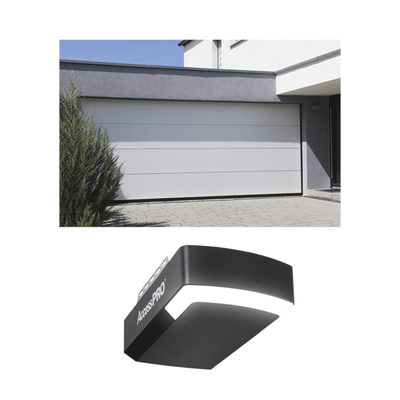 ACCESSPRO - KIT COMPLETO Puerta D/ Garage 10x9 Pies / Lisa Linea Central / Color blanco / Insulada / Incluye Motor FS1000APPRT / 1/2HP / Fuerte/Silencioso/Luz LED/Motor DC .