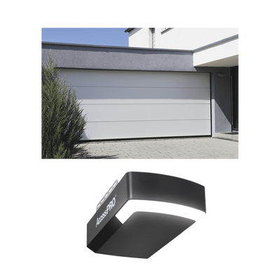 ACCESSPRO - KIT COMPLETO Puerta D/ Garage 12x9 Pies / Lisa Linea Central / Color blanco / Insulada / Incluye Motor FS1000APPRT / 1/2HP / Fuerte/Silencioso/Luz LED/Motor DC .
