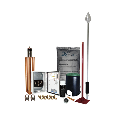 TOTAL GROUND - Kit Pararrayo con Punta en Aluminio con Accesorios para Protección de Diámetro de 160 m.