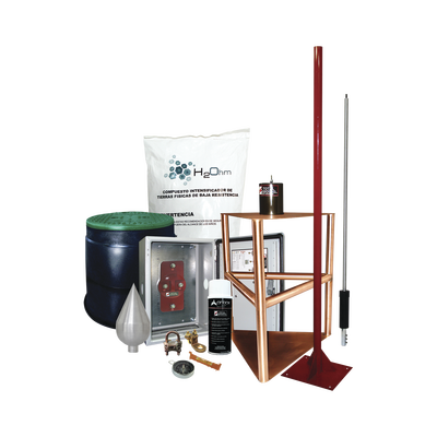 TOTAL GROUND - Kit Pararrayo con Accesorios para Protección de Diámetro de 200m.