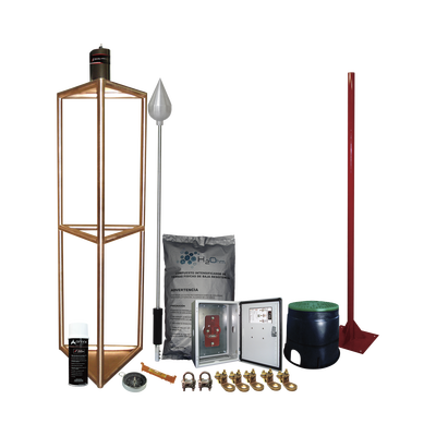 TOTAL GROUND - Kit Pararrayo con Accesorios para Protección de Diámetro de 300m.