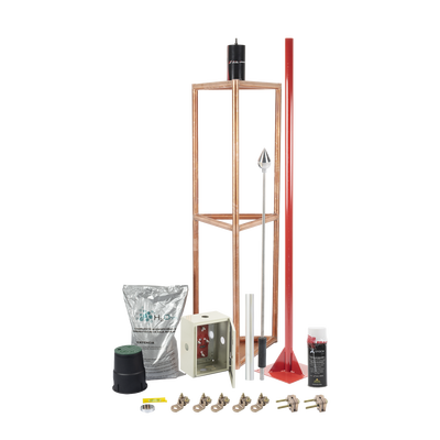 TOTAL GROUND - Kit Pararrayo con Accesorios para Protección de Diámetro de 300m.