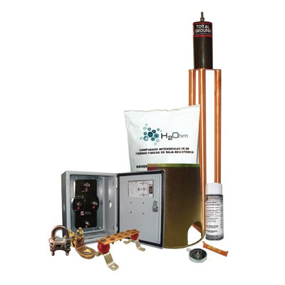 TOTAL GROUND - Kit de tierra Física Modelo TG45K con Electrodo Magnetoactivo 50 x 11.5 cm, Capacidad Max: 45 AMP