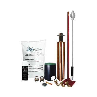 TOTAL GROUND - Kit Pararrayo con Accesorios para Protección de Diámetro de 80 m.