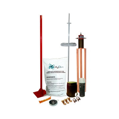 TOTAL GROUND - Kit de Pararrayo Dipolo con Electrodo y Accesorios de Instalación para Techo.