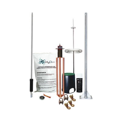 TOTAL GROUND - Kit de Pararrayo Dipolo con Electrodo y Accesorios de Instalación para Techo.