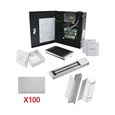 HIKVISION - Kit de Control de Acceso con TARJETA para 1 Puerta con lector de Entrada y Salida  / TODO INCLUIDO / Software IVMS4200 incluido