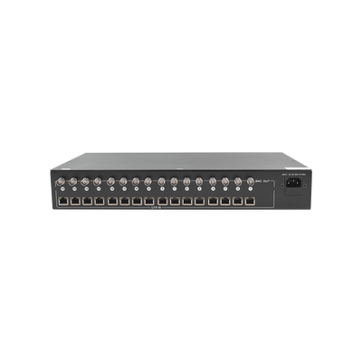 EPCOM TITANIUM - Kit de 16 canales para transmisión de ALIMENTACION (NO SOPORTA COAXITRON)( de 36 Vcc a 12 Vcc) y video (HD-TVI) a distancias de hasta 250 m.