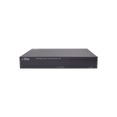EPCOM TITANIUM - Kit de TRANSCEPTOR ACTIVO DE 16 Canales / VIDEO+PODER en un solo Cable UTP / 150m en 4K, 200m en 5 MP/ Envía 36 Vcc y recibe 12 Vcc / TODO INCLUIDO PARA RACK / Compatible con cámaras HD-TVI/CVI/AHD/CVBS / Instalación Limpia
