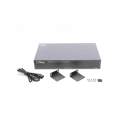 EPCOM TITANIUM - (SOLO RECEPTOR) TRANSCEPTOR ACTIVO DE 16 CANALES / VIDEO+PODER en un solo Cable UTP / 150 metros en 4K, 200 metros en 5 MP/ Envía 36 Vcc y Recibe 12 Vcc / TODO INCLUIDO PARA RACK / HD-TVI/CVI/AHD/CVBS / SIN RUIDO / INSTALACIÓN LIMPIA.