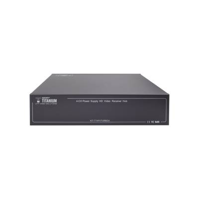 EPCOM TITANIUM - Kit de TRANSCEPTOR ACTIVO DE 4 CANALES / VIDEO+PODER en un solo Cable UTP / 150 metros en 4K, 200 metros en 5 MP/ Envía 36 Vcc y Recibe 12 Vcc / TODO INCLUIDO PARA RACK / Compatible con cámaras HD-TVI/CVI/AHD/CVBS / INSTALACIÓN LIMPIA