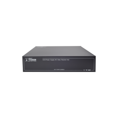 EPCOM TITANIUM - Kit de TRANSCEPTOR ACTIVO DE 8 CANALES / VIDEO+PODER en un solo Cable UTP / 150 metros en 4K, 200 metros en 5 MP/ Envía 36 Vcc y Recibe 12 Vcc / TODO INCLUIDO PARA RACK / Compatible con cámaras HD-TVI/CVI/AHD/CVBS / INSTALACIÓN LIMPIA