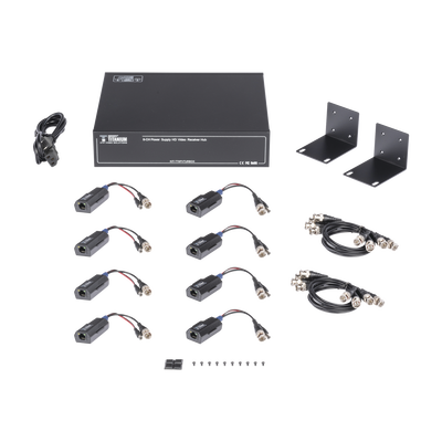 EPCOM TITANIUM - Kit de TRANSCEPTOR ACTIVO DE 8 CANALES / VIDEO+PODER en un solo Cable UTP / 150 metros en 4K, 200 metros en 5 MP/ Envía 36 Vcc y Recibe 12 Vcc / TODO INCLUIDO PARA RACK / Compatible con cámaras HD-TVI/CVI/AHD/CVBS / INSTALACIÓN LIMPIA