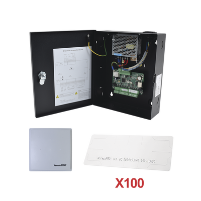 HIKVISION - Kit para automatizar 1 ACCESO VEHICULAR con STICKERS en Parabrisas de vehiculos / Incluye Panel,  lector y 100 stickers / Software IVMS4200 incluido