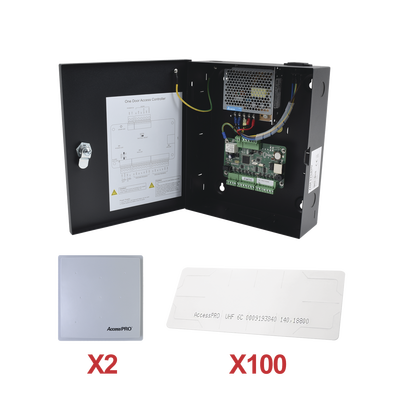 HIKVISION - Kit para automatizar 2 ACCESOS VEHICULARES con STICKERS en Parabrisas de vehiculos / Incluye Panel, 2 lectores y 100 stickers / Software IVMS4200 incluido