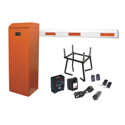 ACCESSPRO - Kit COMPLETO Barrera Derecha XBF / 3M / Iluminación LED Rojo-Verde / Incluye Sensor de masa, Transformador, Lazo, Ancla, Fotoceldas y 2 Controles Inalámbricos