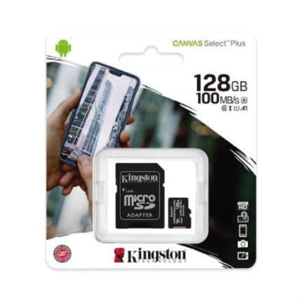 KINGSTON - Memoria Kingston Micro SD Canvas Select Plus 128GB UHS-I Clase 10 C/Adaptador