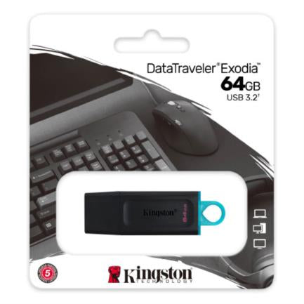 KINGSTON - Memoria USB Kingston DataTraveler Exodia 64GB 3.2 Color Negro