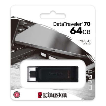 KINGSTON - Memoria USB Kingston DataTraveler 70 64GB USB-C Color Negro