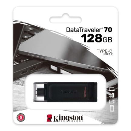 KINGSTON - Memoria USB Kingston DataTraveler 70 128GB USB-C Color Negro