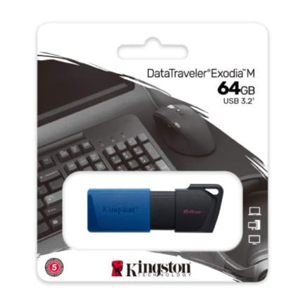 KINGSTON - Memoria USB Kingston DataTraveler Exodia M 64GB USB 3.2 Gen1 Color Negro-Azul
