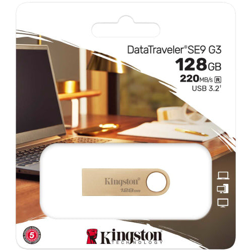 KINGSTON - Memoria USB Kingston DataTraveler SE9 G3 128GB USB 3 2 Lectura 220MB/s Dorado