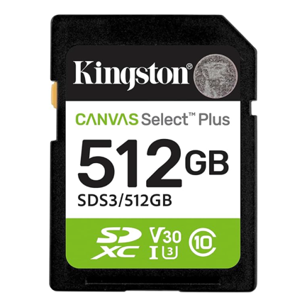 KINGSTON - Memoria SD Kingston Flash Canvas Select Plus 512GB SD UHS-I Clase 10