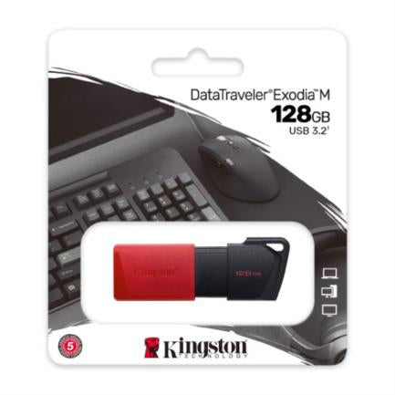 KINGSTON - Memoria USB Kingston DataTraveler Exodia M 128GB USB 3.2 Gen1 Color Negro-Rojo
