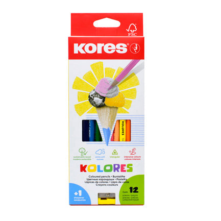 KORES - COLORES TRIANGULARES KORES 3MM ESTUCHE C/12