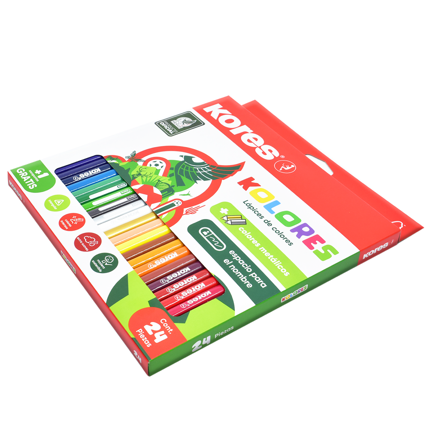 KORES - Colores de madera triangulares Kores c/24 piezas 3 mm Selección Mexicana