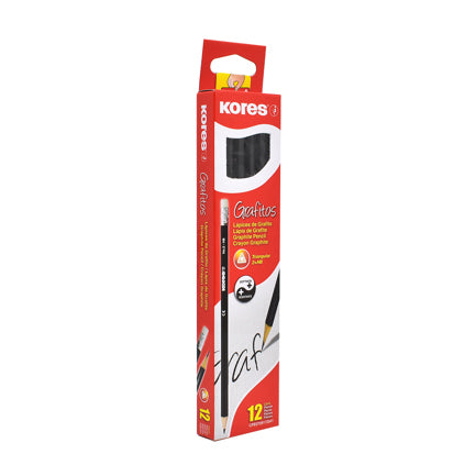 KORES - LAPIZ GRAFITO KORES TRIANGULAR NEGRO 2HB C/12