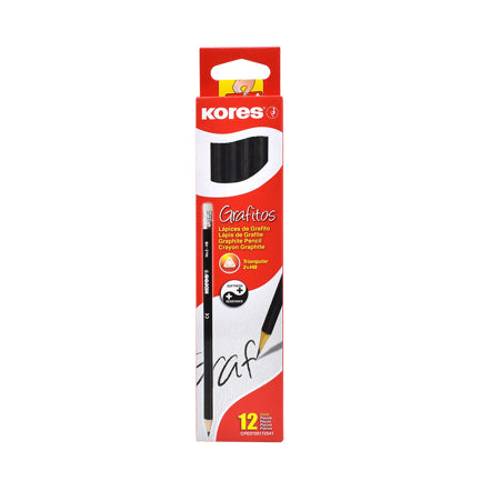 KORES - LAPIZ GRAFITO KORES TRIANGULAR NEGRO 2HB C/12