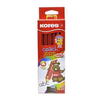 KORES - LAPIZ GRAFITO KORES JUMBO COACH TRIANGULAR 2HB ROJO C/12