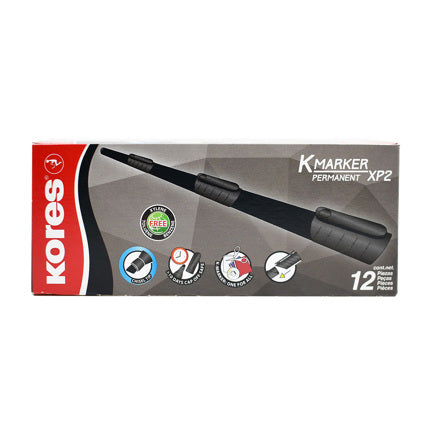 KORES - MARCADOR PERMANENTE KORES P/BISELADA NEGRO C/12