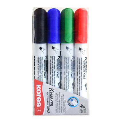 KORES - MARCADOR KORES P/PIZARRON BLANCO C/4 COLORES