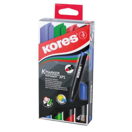 KORES - MARCADOR KORES PERMANENTE PLASTICO C/4 COLORES