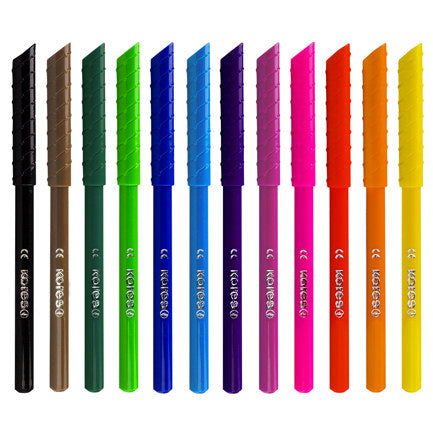 KORES - Plumones Lavables Kores Korello de Punta Cónica Estuche C/12 Colores Surtidos