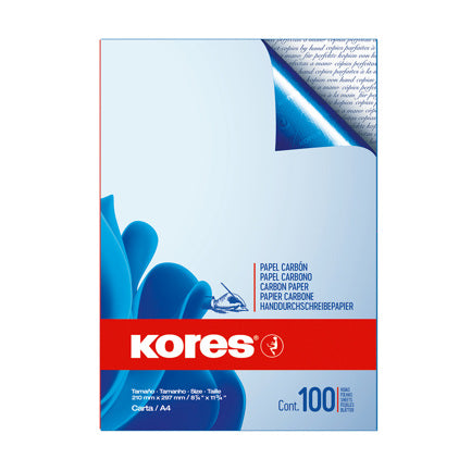 KORES - Papel Carbon Kores Kopynet A4 Azul P/Lapiz C/100 Hojas