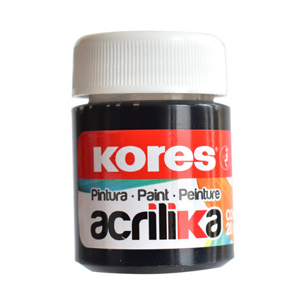 KORES - Pintura Kores Acrílica 20ml Color Negro C/12 Botes