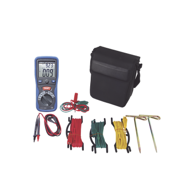 TOTAL GROUND - KIT de Medidor de Resistencia a Tierra Digital ( Terrómetro ), a 3 hilos  CAT III / 1000 V.
