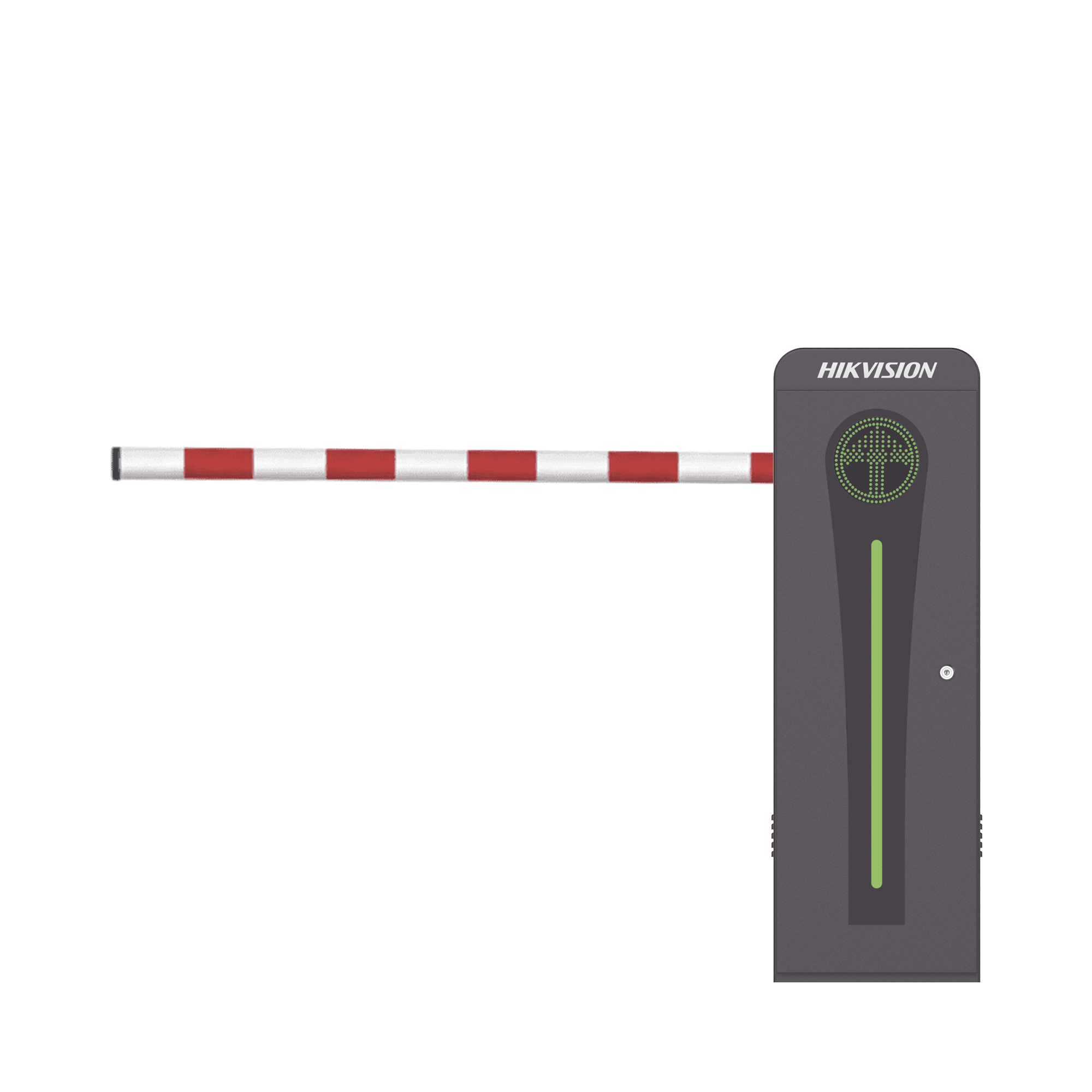 HIKVISION - Barrera Vehicular con Brazo Abatible por Colisión 4 mts INCLUIDO / Izquierda / Alto Desempeño / Brushless / Semáforo Rojo-Verde en Gabinete / Incluye 2 Controles Remotos