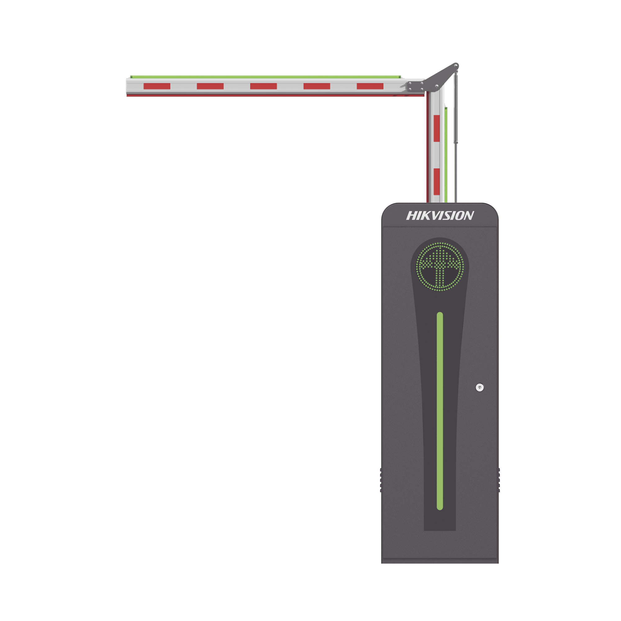 HIKVISION - Barrera Vehicular con Brazo Articulado Iluminado Led 3 mts INCLUIDO (1.5 + 1.5) / Izquierda / Alto Desempeño / Brushless / Semáforo Rojo-Verde en Gabinete / Incluye 2 Controles Remotos