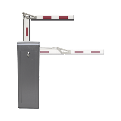 ACCESSPRO - Kit de Barrera Vehicular Derecha y Brazo ARTICULADO de 3 Metros / Finales de Carrera Ajustables por Programación / Movimiento Fluido / Diseño Elegante Color Gris / Con Corona Led Semaforizada