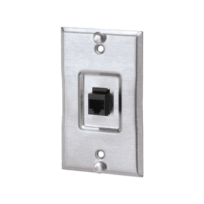 PANDUIT - Placa de Pared Telefónica, Salida de 1 Puerto Keystone, Con Jack Cat5e Estilo TP, de Acero Inoxidable