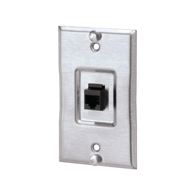 PANDUIT - Placa de Pared Telefónica, Salida de 1 Puerto Keystone, Con Jack Cat5e Estilo TP, de Acero Inoxidable