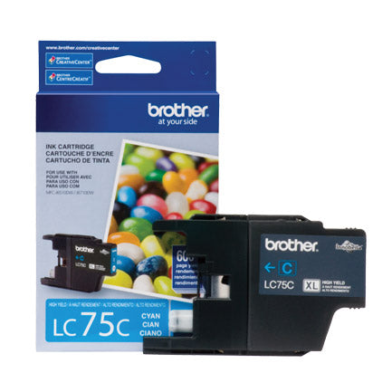 BROTHER - Tinta Brother LC75C Rendimiento 600 Páginas MFCJ6710 Color Cian