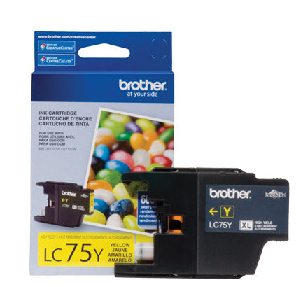 BROTHER - Tinta Brother LC75Y Rendimiento 600 Páginas MFCJ6710 Color Amarillo