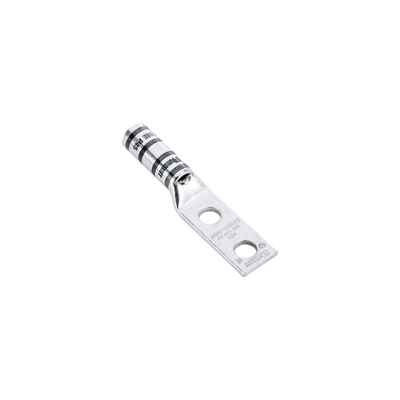 PANDUIT - Terminal de Compresión de Barril Largo, de Dos Orificios de 1/4, para Cable 1/0 AWG, Espacios Entre Orificios de 0.63in