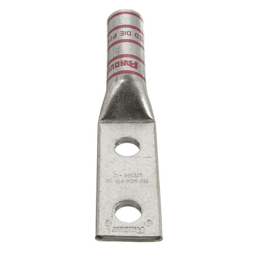 PANDUIT - Terminal Doble Ojillo para Cable 6 AWG, Orificio 1/4, Distancia de 16mm entre orificios. Paquete de 50 Piezas