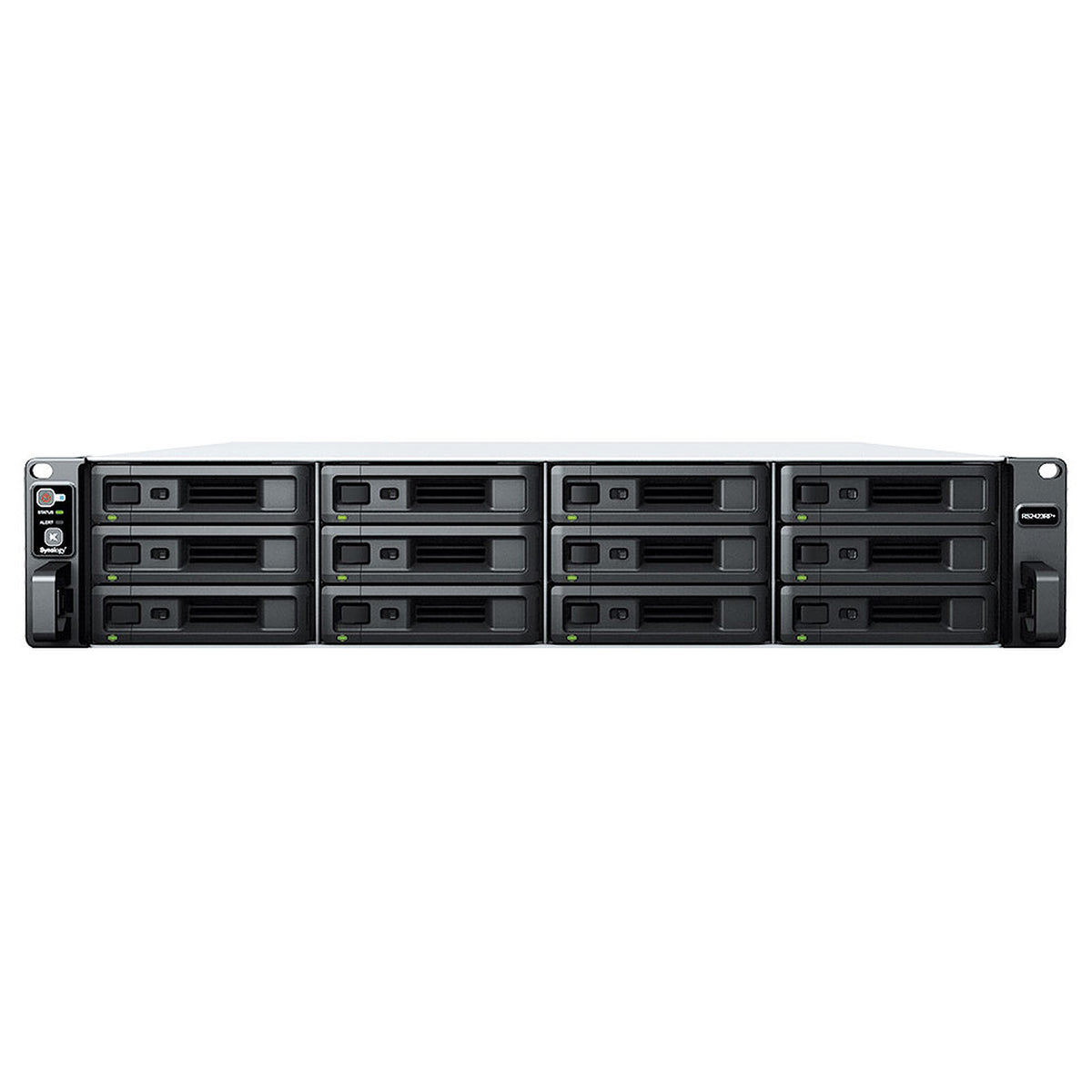 SYNOLOGY - Servidor de Almacenamiento NAS Rackmount / 12 Bahías 3.5" / CPU AMD Ryzen V1780B 4-Core 3.6 GHz / 8 GB DDR4 ECC Expandible a 32 GB / 10GbE + 2x 1GbE / 3,500 MB/s Lectura / 1,700 MB/s Escritura / Expansión a 24 Bahías / Dual PSU H